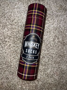 Whiskey Socks 3-Pack Gift Tube - Burgundy Plaid
